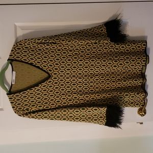 Women's Zara Tunic Sweater with Plume feather cuffs Sz Small